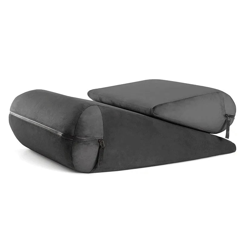 High-density sponge triangle cushion pillow in embroidered fabric, colours: red, grey, black, lake blue, peach.