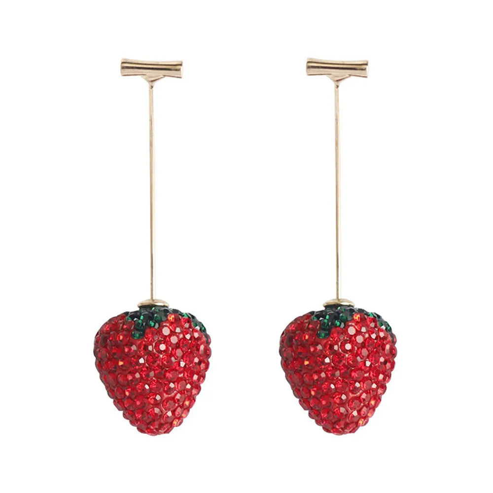 Women's spot drill strawberry earrings in zinc alloy with geometric design