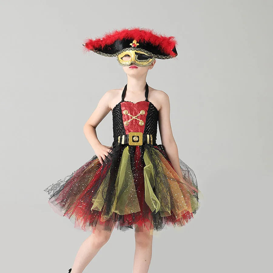 Girls pirate costume dress with sequins and lace for Halloween Pirates Of The Caribbean theme