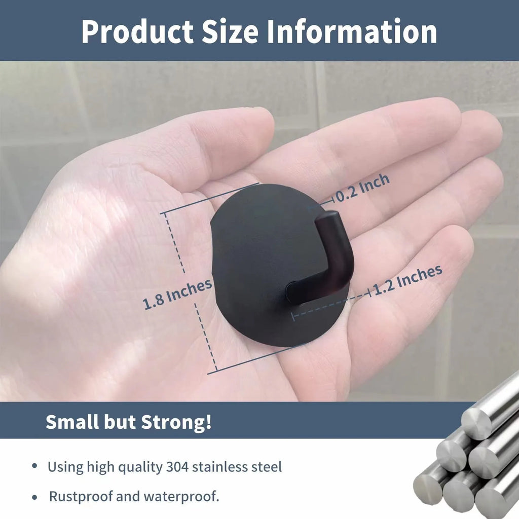 Stainless steel self-adhesive wall hook in black and polished finishes
