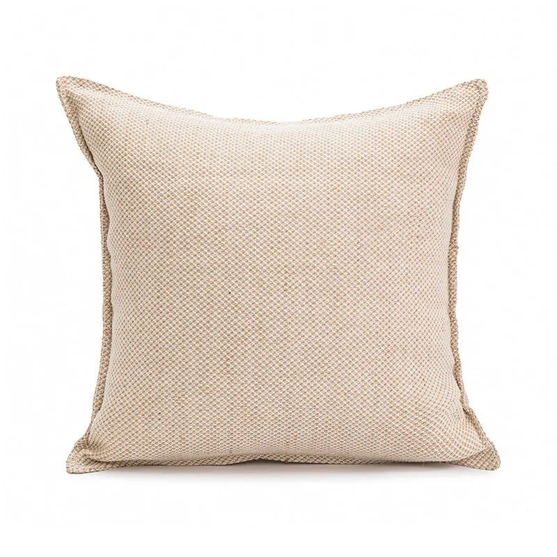 PP cotton decorative pillow cushion on a sofa, shown in a red brown colour, 45x45cm size.