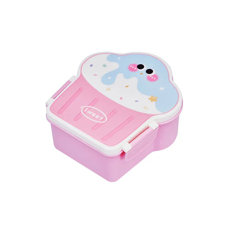 Creative ice cream shaped plastic lunch box with compartments in pink or blue colour options