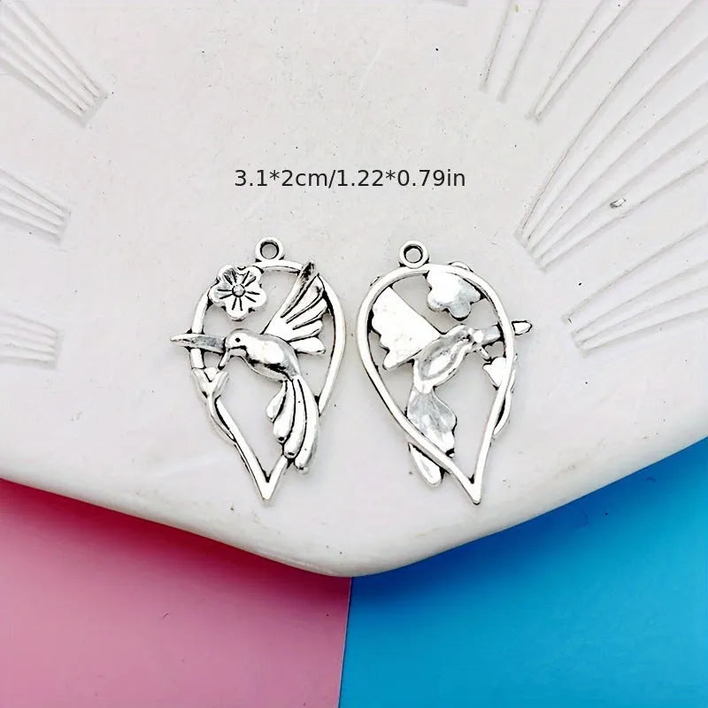 Magpie cuckoo pendant charm with electroplated finish for DIY jewellery making