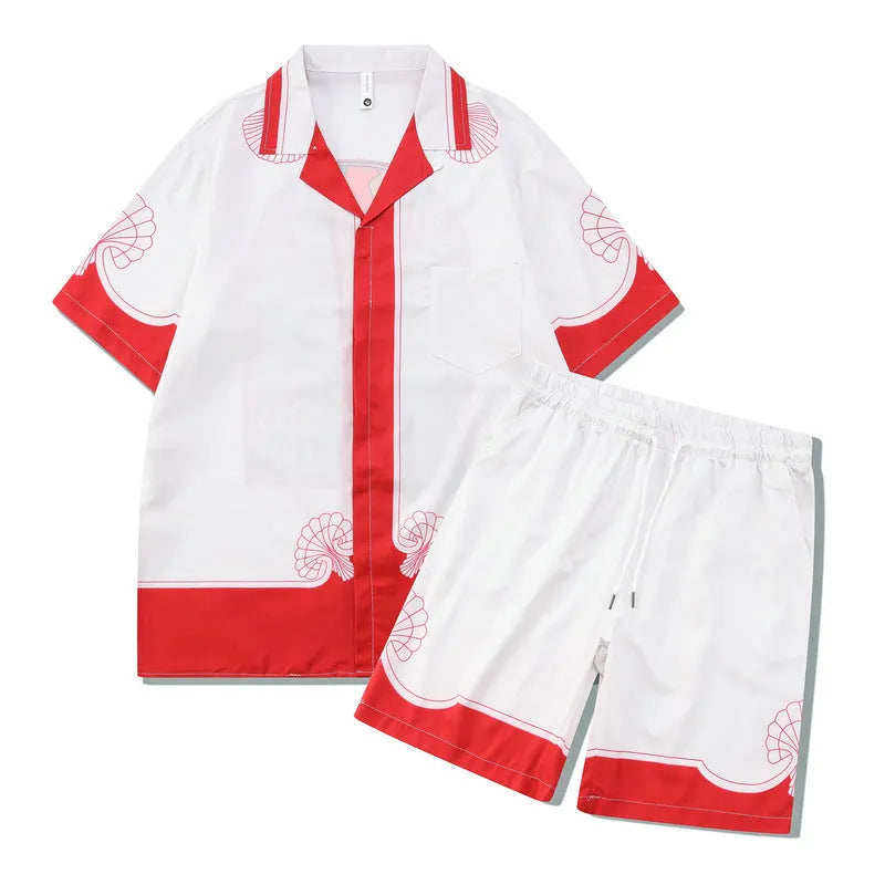 Plaid short sleeve shirt and trouser outfit for teenagers in European American style