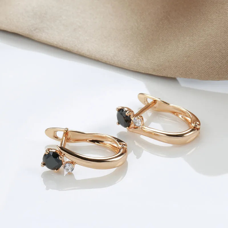 Gold retro geometric drop earrings for women with copper construction and gemstone accents.