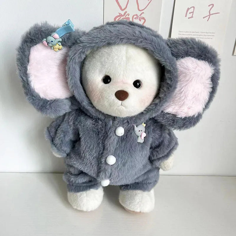Grey elephant pattern plush jumpsuit for 30cm Lina Bear teen dolls