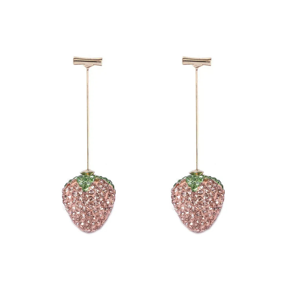 Women's spot drill strawberry earrings in zinc alloy with geometric design