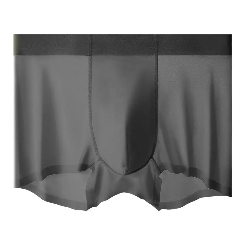 Men's Ice Silk graphene antibacterial shorts in bean green colour showing seamless design