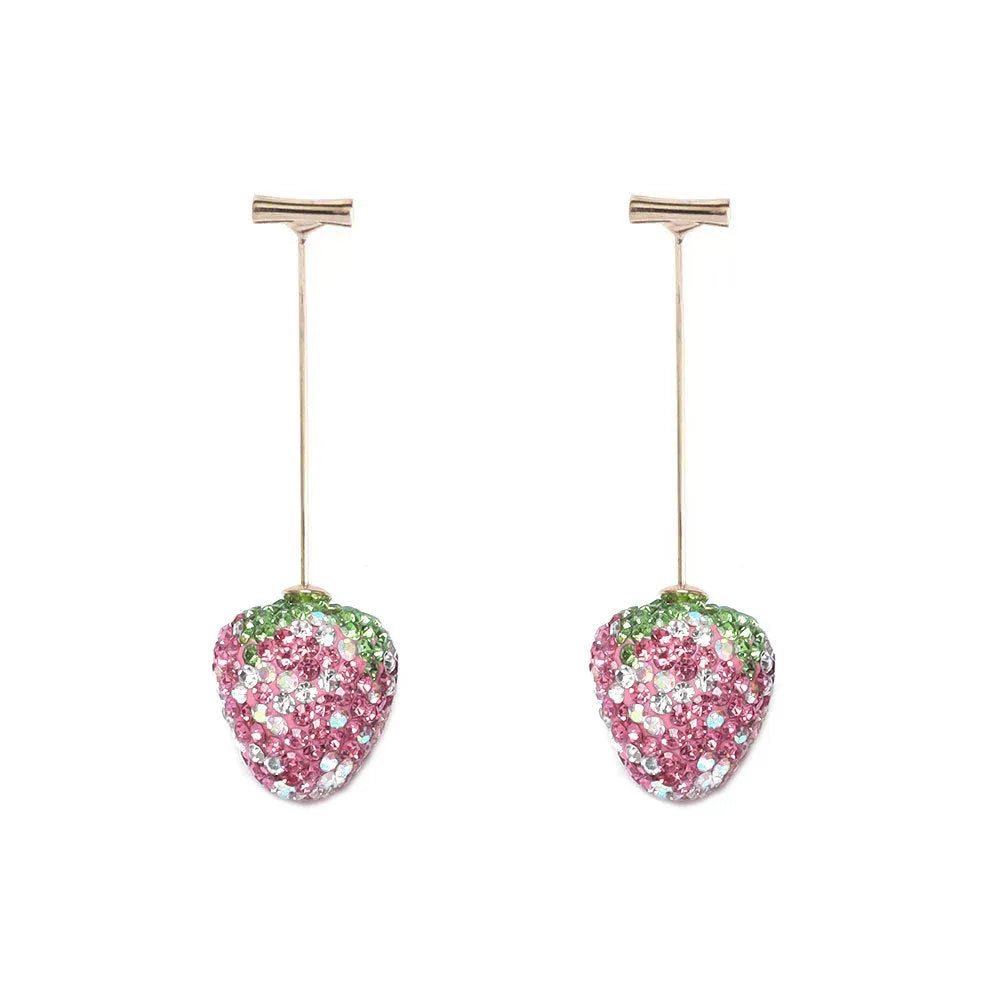 Women's spot drill strawberry earrings in zinc alloy with geometric design