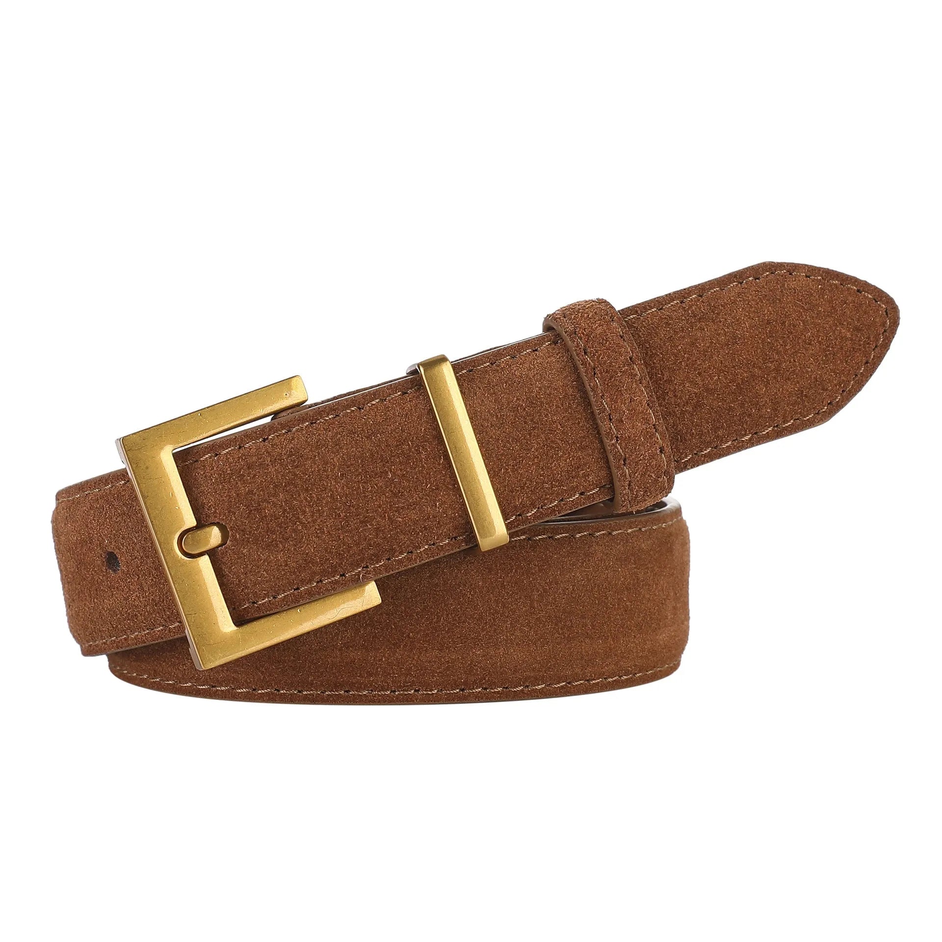 Ladies' leather belt with quadrilateral pin buckle in four colour options