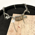 Dark women's multi-layer cross necklace with twin clavicle chains and adjustable 41-50cm length