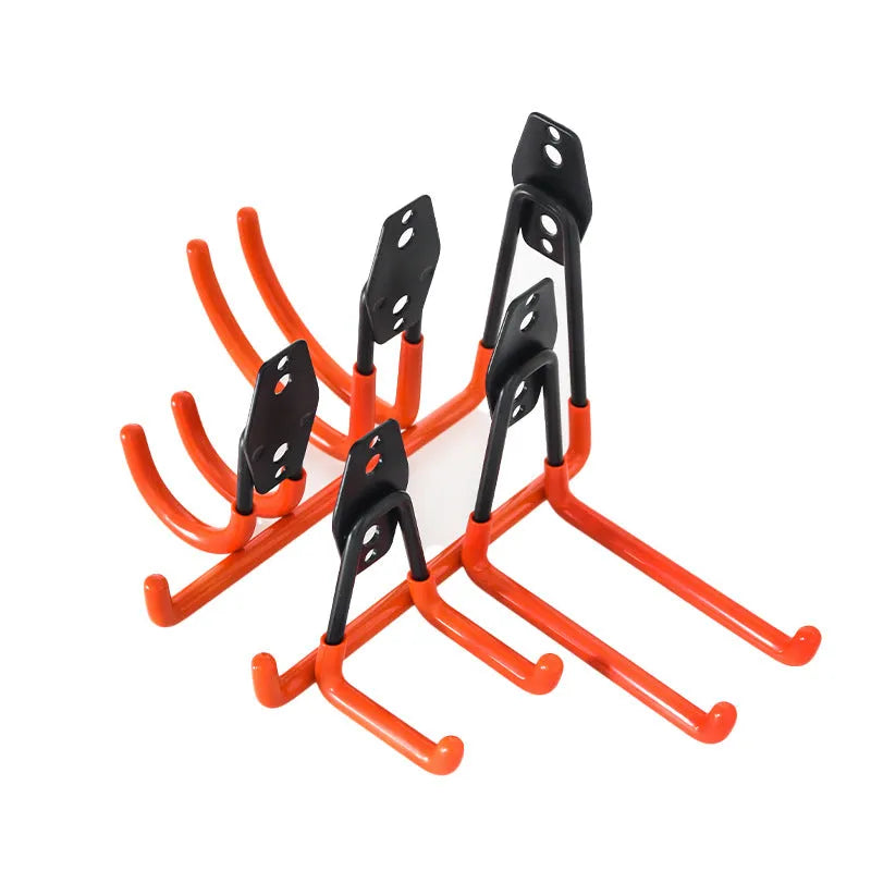 Carbon steel fixed storage hook for wire-wrap board, shown in bright orange