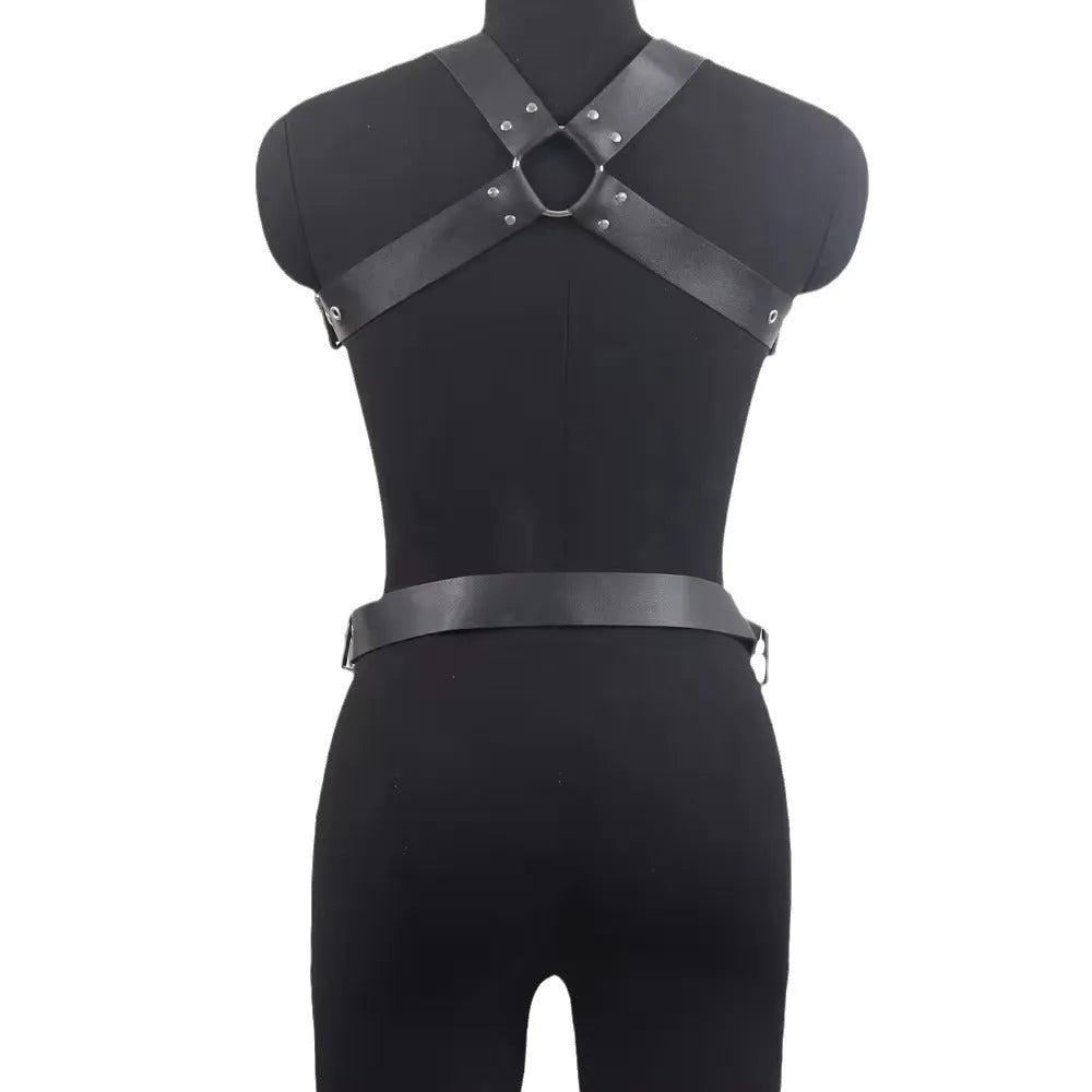 Black imitation leather shapewear belt with thin width and pin buckle fastening