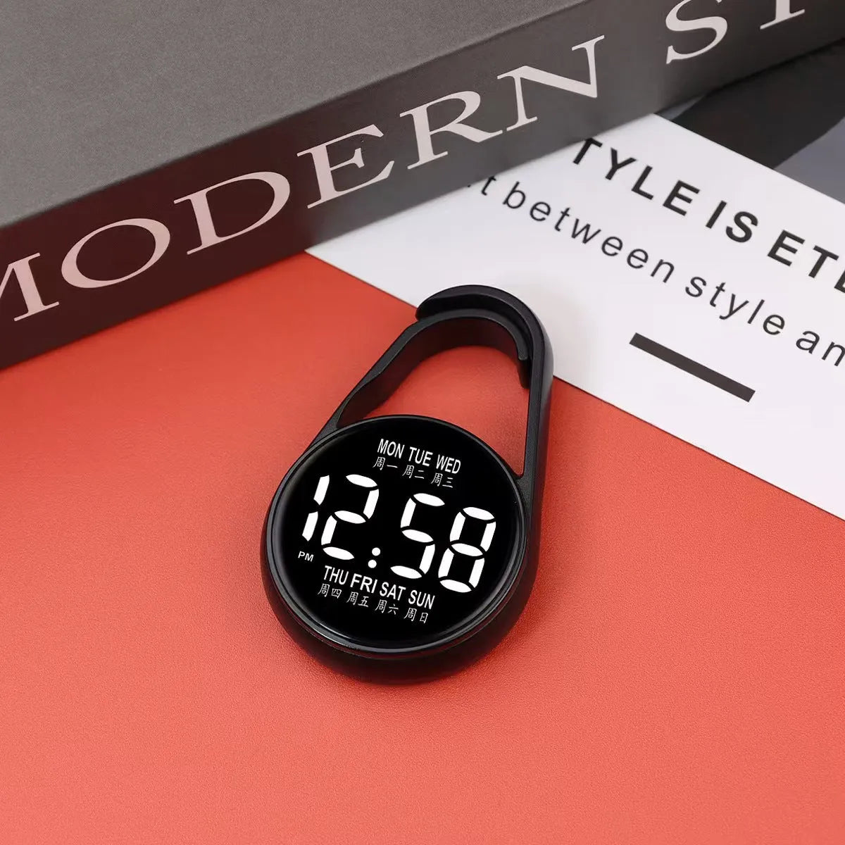 Electronic digital watch with luminous LED display and plastic waterproof casing