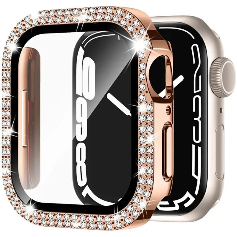 Apple Watch case with privacy screen in multiple colours including rose pink, gold and silver