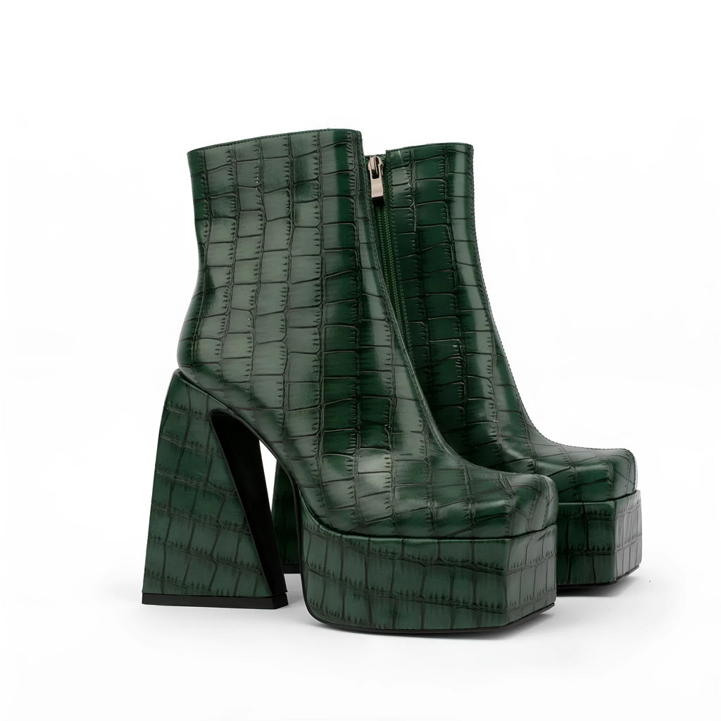 Women's solid color ankle boots with super high heel above 8cm in artificial PU material