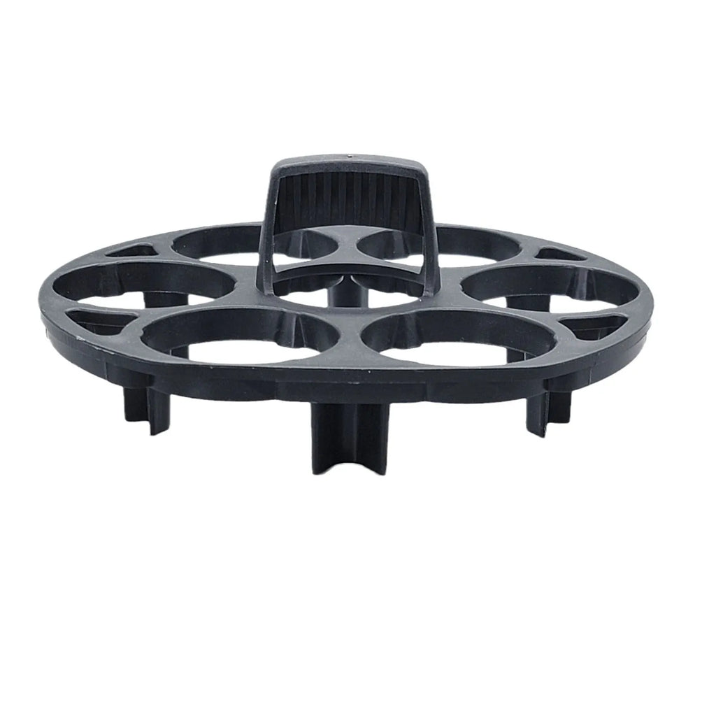 Black plastic egg holder rack with retainer basket design for kitchen organisation