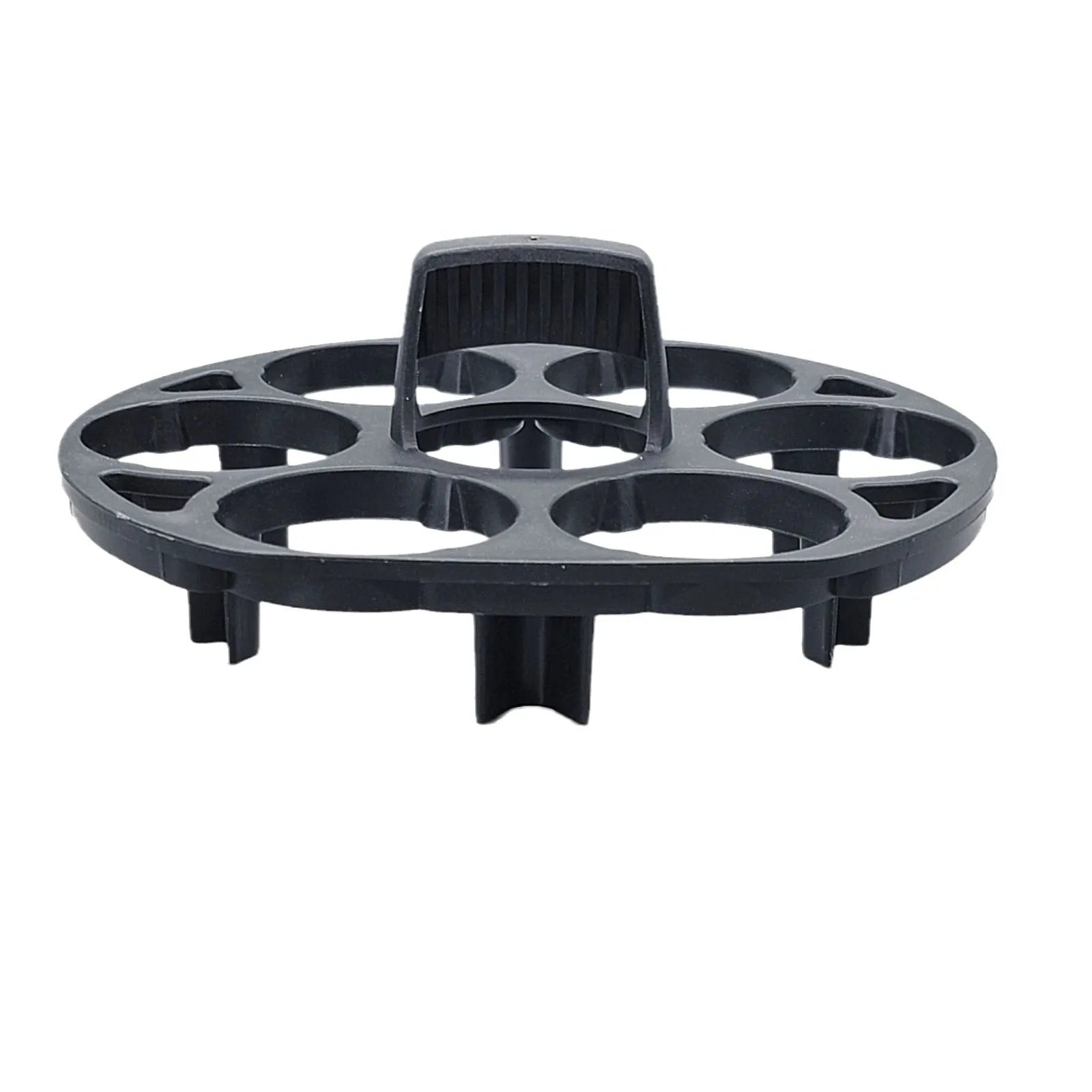 Black plastic egg holder rack with retainer basket design for kitchen organisation