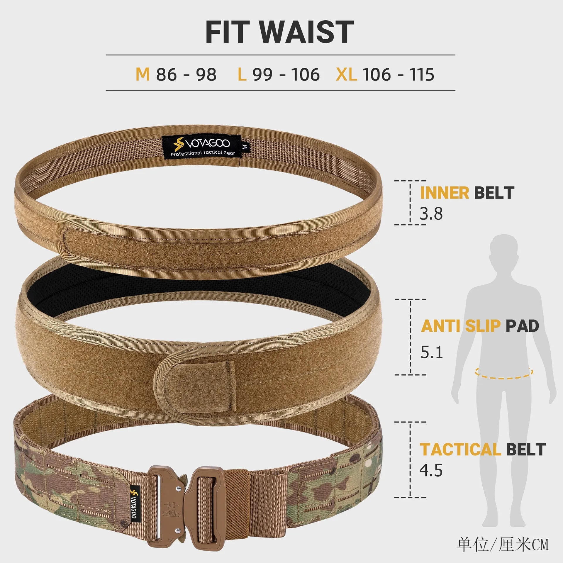 VOTAGOO 2-inch wide nylon tactical belt with alloy quick-release buckle in CP camouflage colour