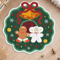 Round Christmas floor mat with festive design on imitation cashmere material in 60cm and 80cm sizes.
