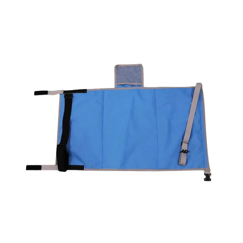 Portable children's aircraft pedal seat extender with optional drawstring pocket in nylon fabric