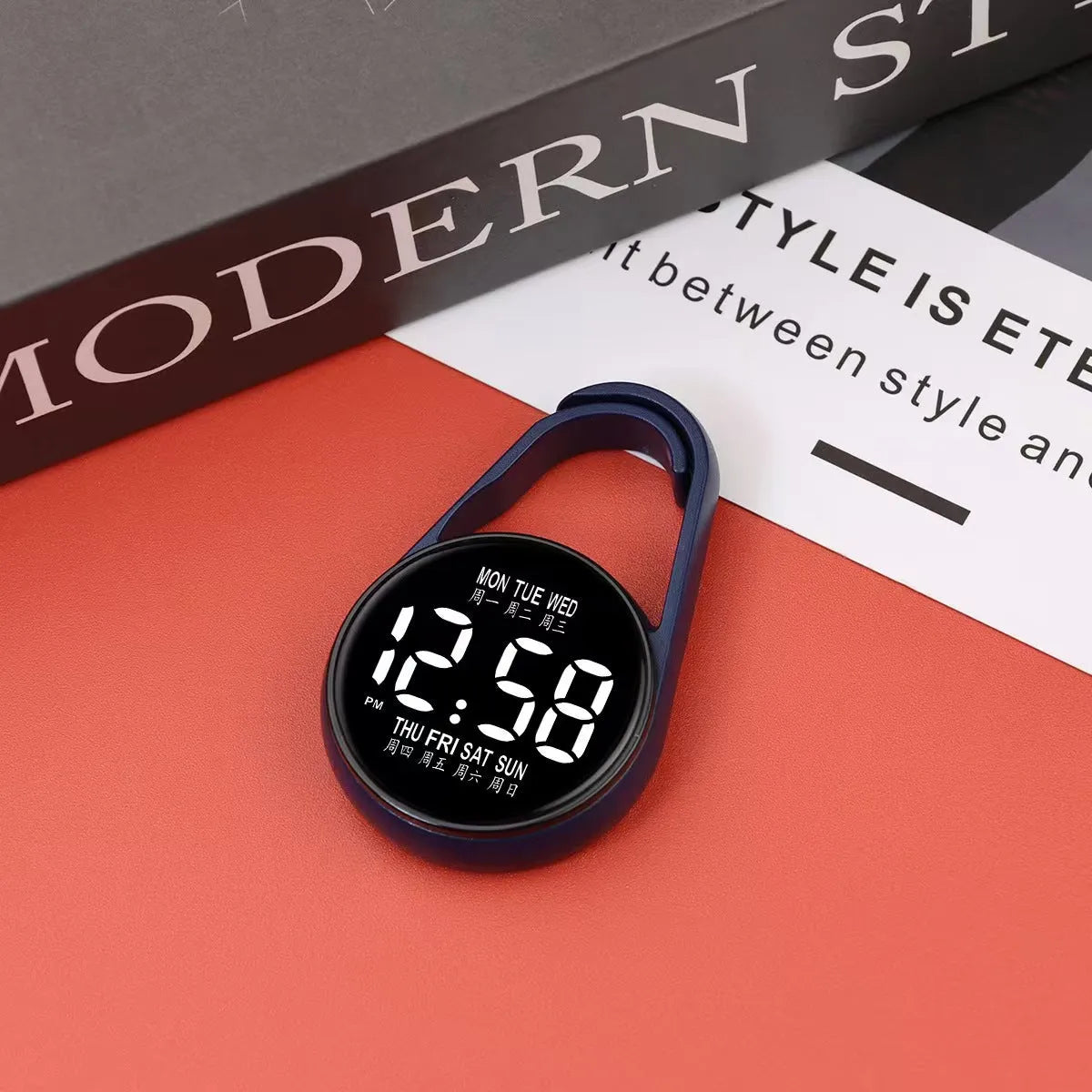 Electronic digital watch with luminous LED display and plastic waterproof casing