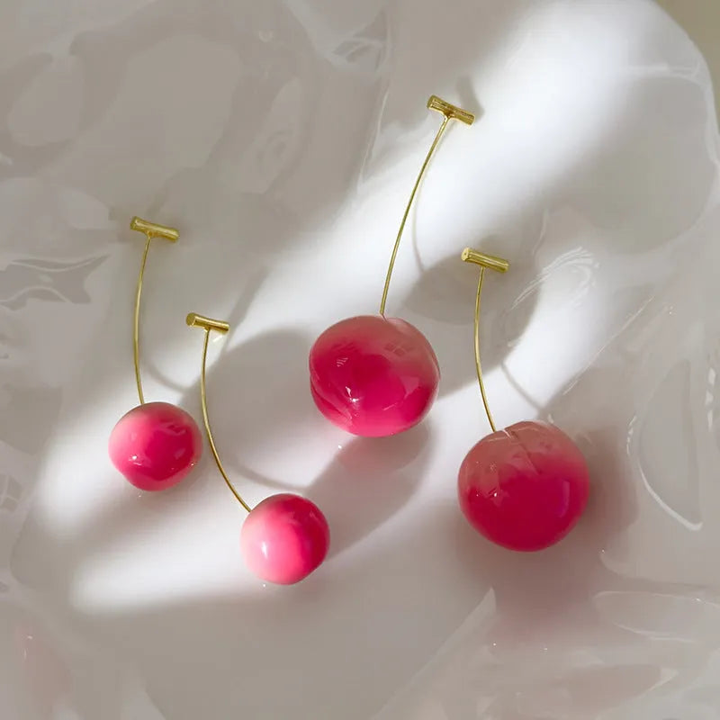 Acrylic peach fruit earrings for women in small and large peach colour variations