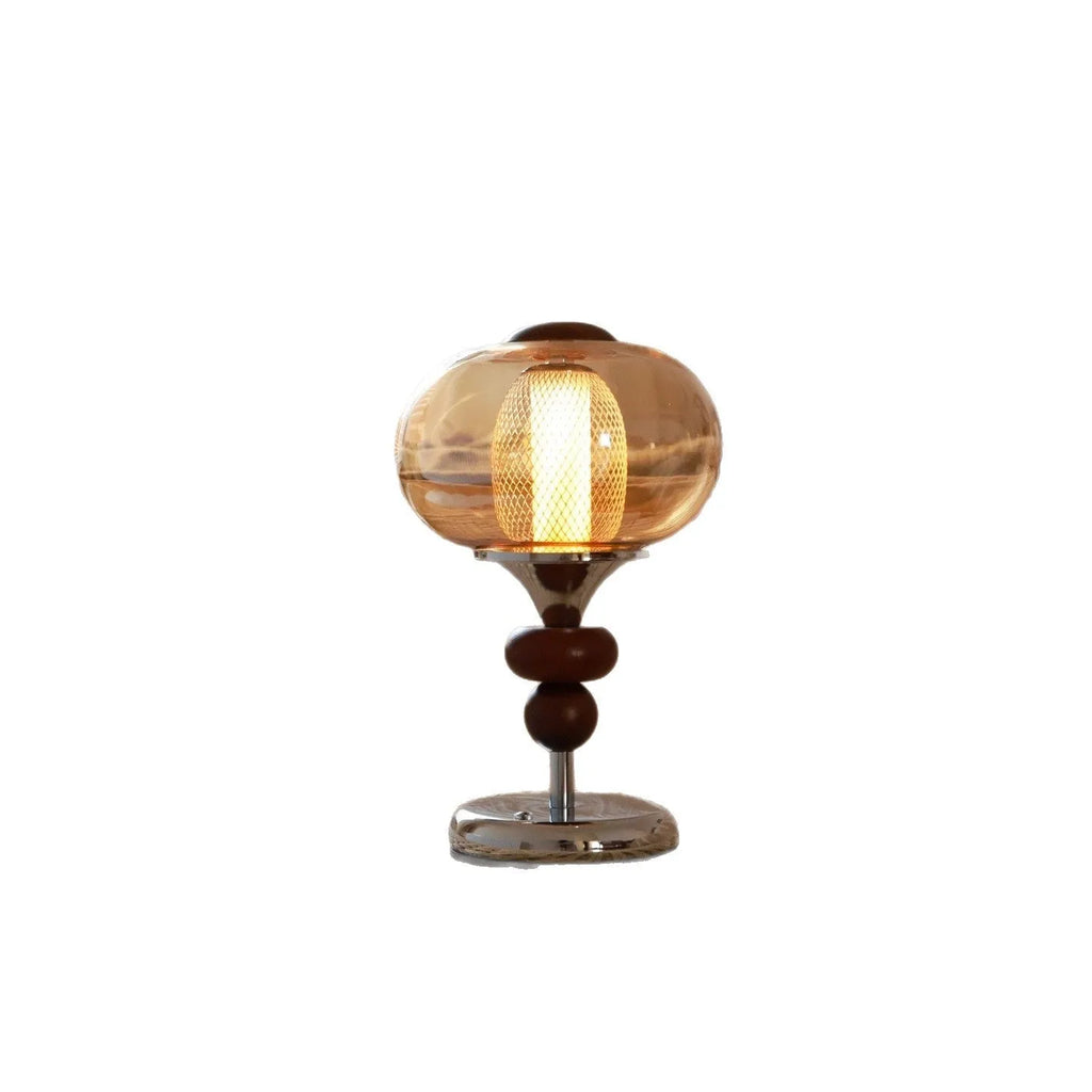 Solid wood rechargeable table lamp with touch control for dimming and three colour options