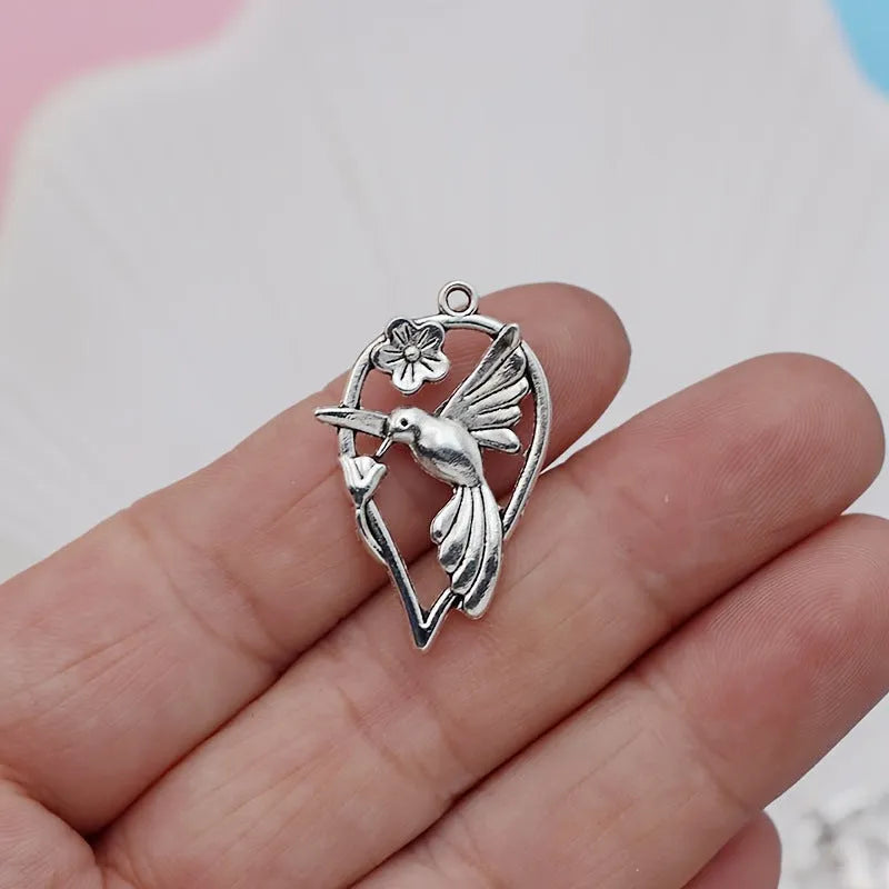 Magpie cuckoo pendant charm with electroplated finish for DIY jewellery making