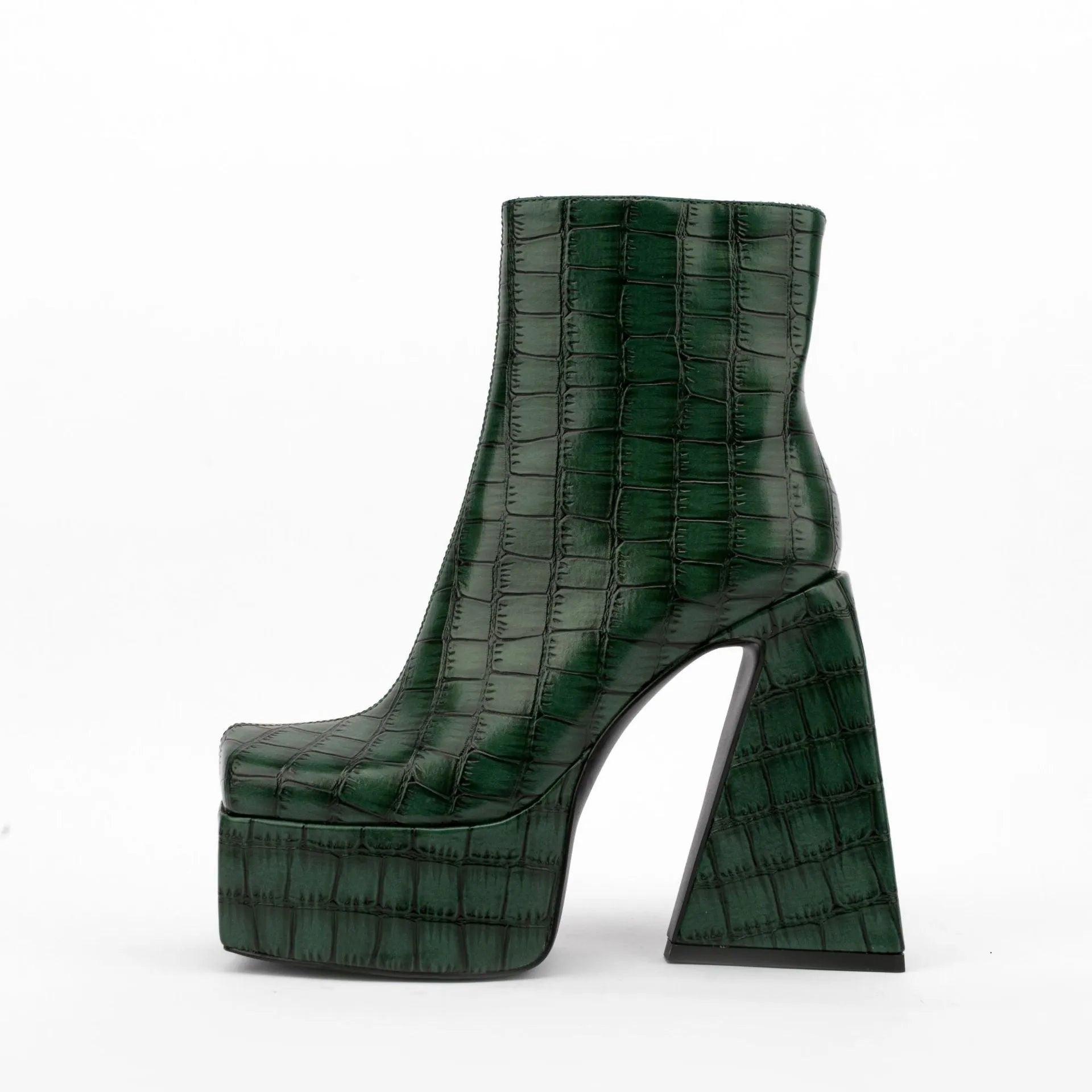 Women's solid color ankle boots with super high heel above 8cm in artificial PU material