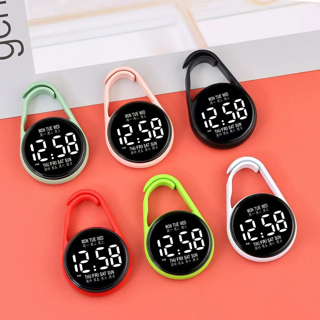 Electronic digital watch with luminous LED display and plastic waterproof casing
