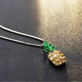 Women's geometric pineapple necklace with silver finish and detailed fruit charm