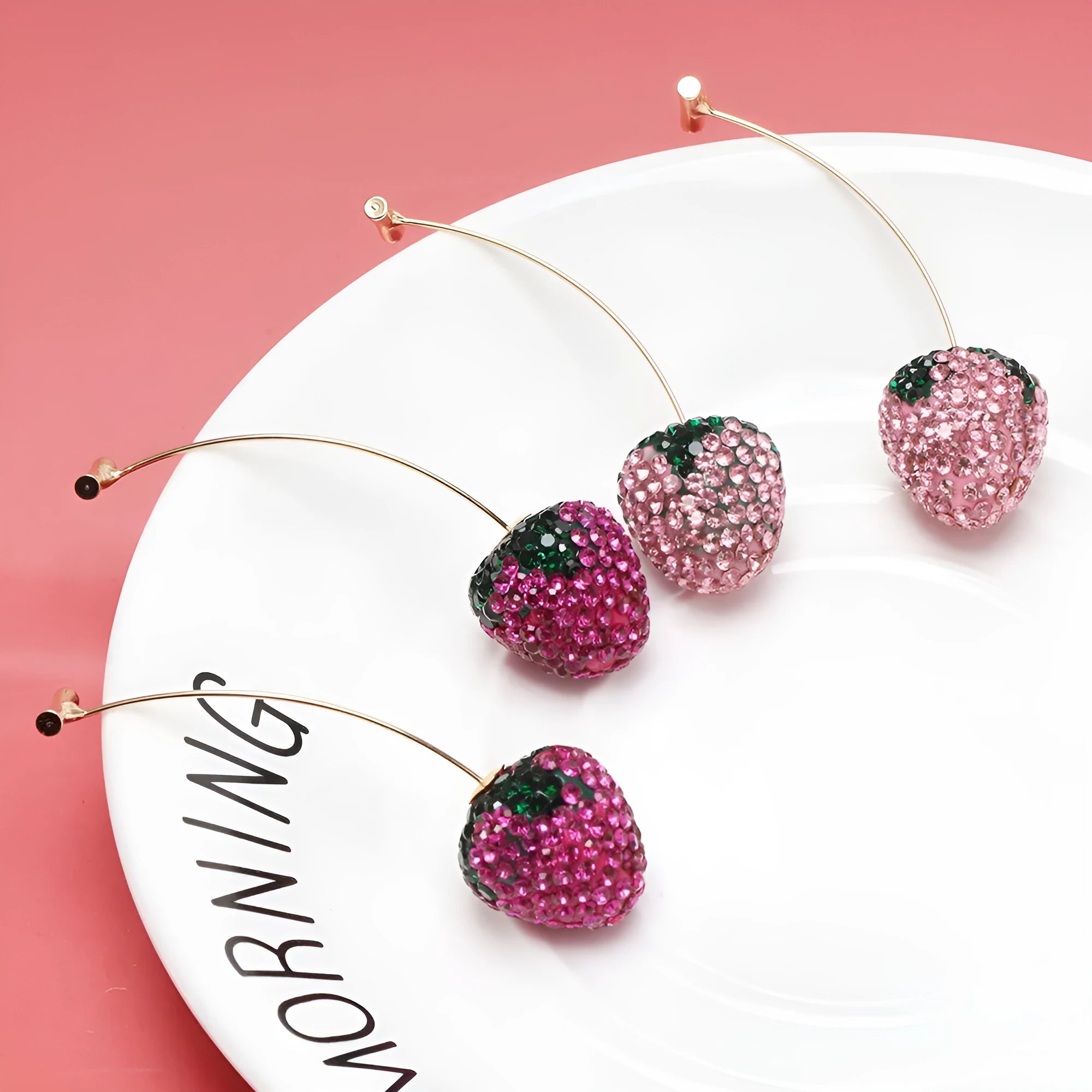 Women's spot drill strawberry earrings in zinc alloy with geometric design