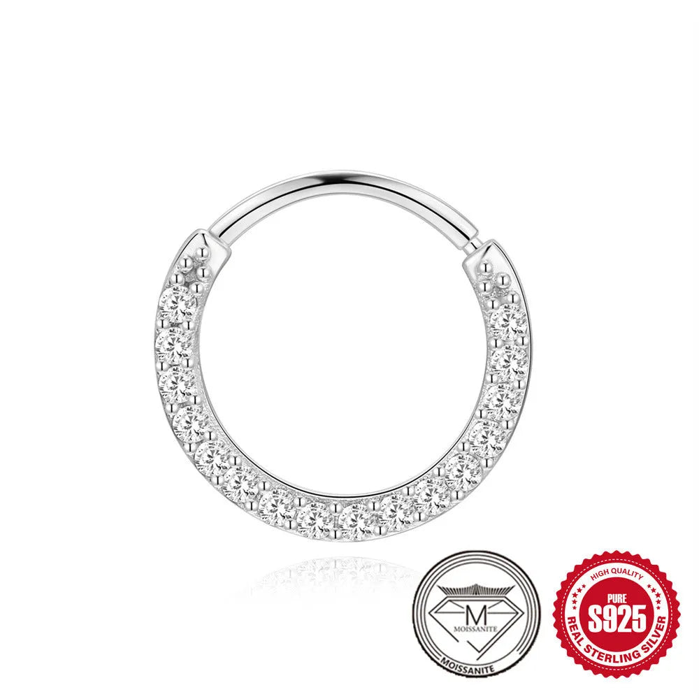 S925 sterling silver petal diamond stud earrings in platinum colour geometric debris style