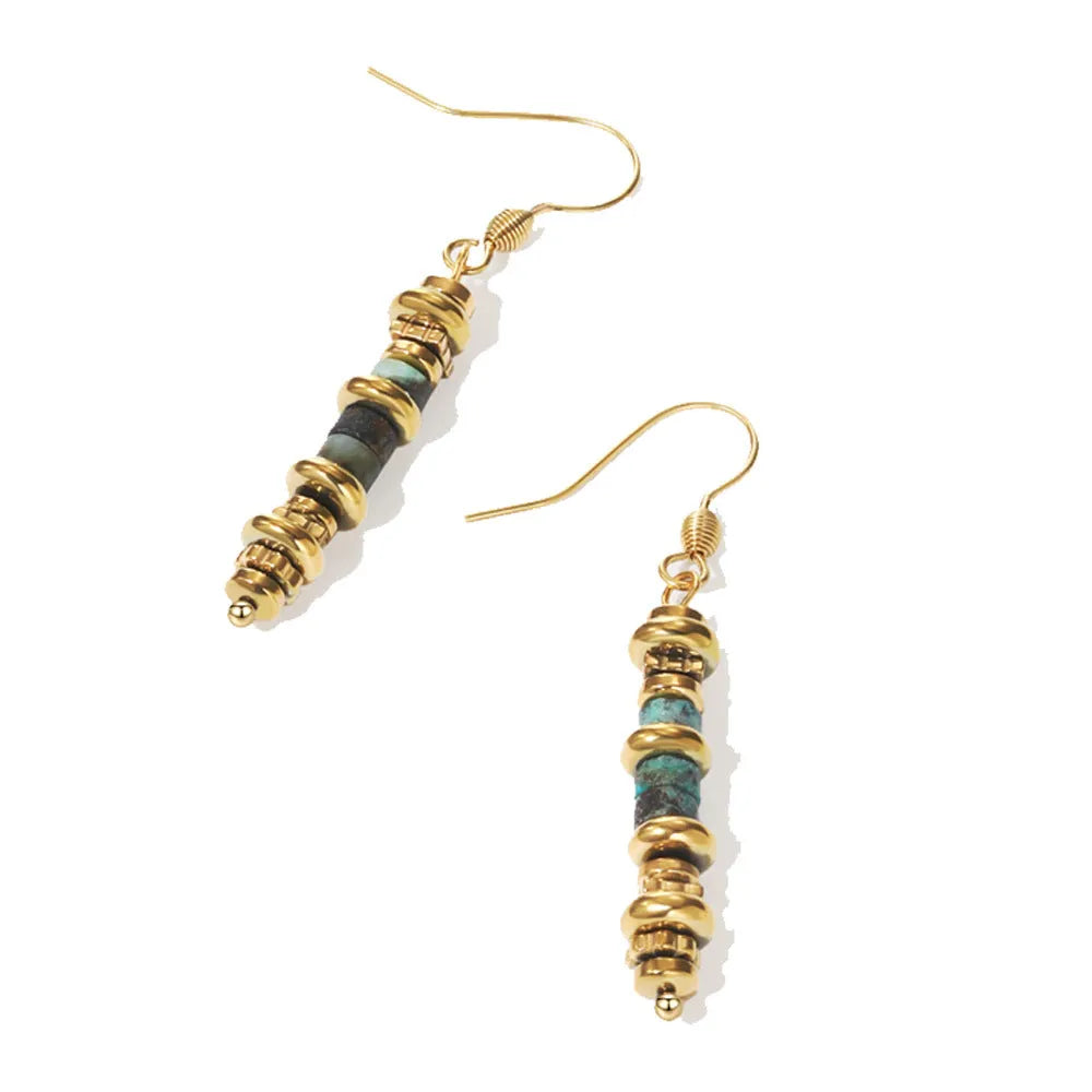 Titanium steel geometric dangle earrings in European and American retro style for women