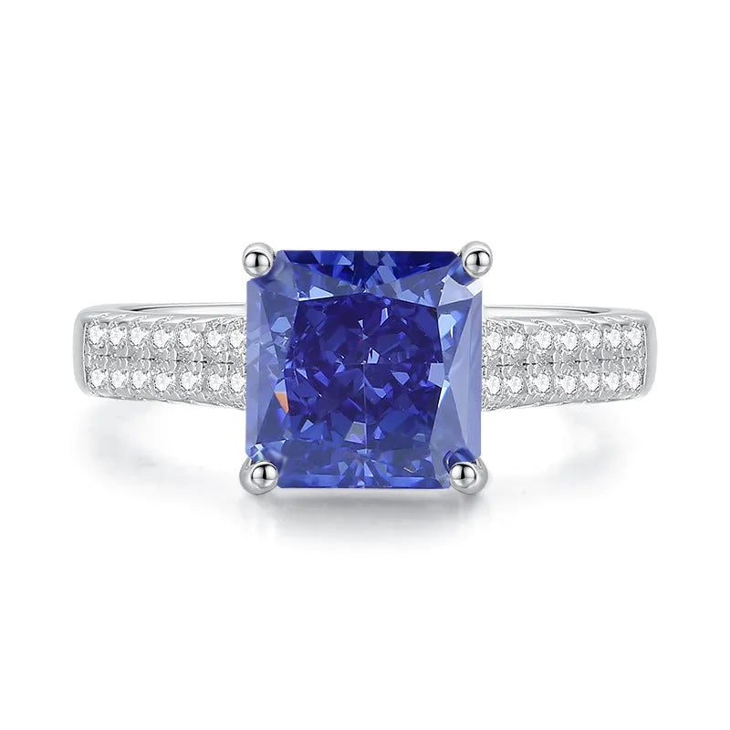Heart-shaped 925 sterling silver ring with a colour zircon stone in a diamond ice flower cut.