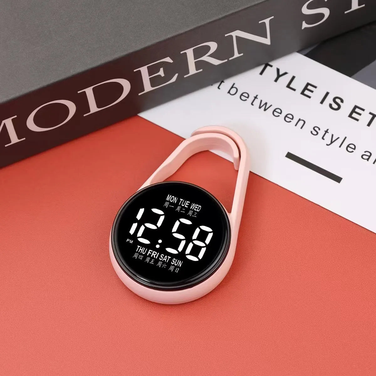 Electronic digital watch with luminous LED display and plastic waterproof casing