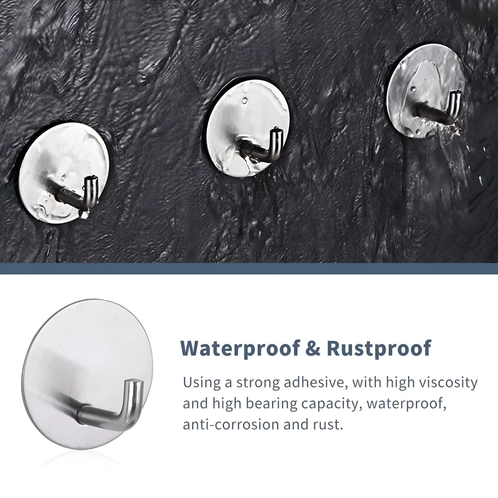 Stainless steel self-adhesive wall hook in black and polished finishes