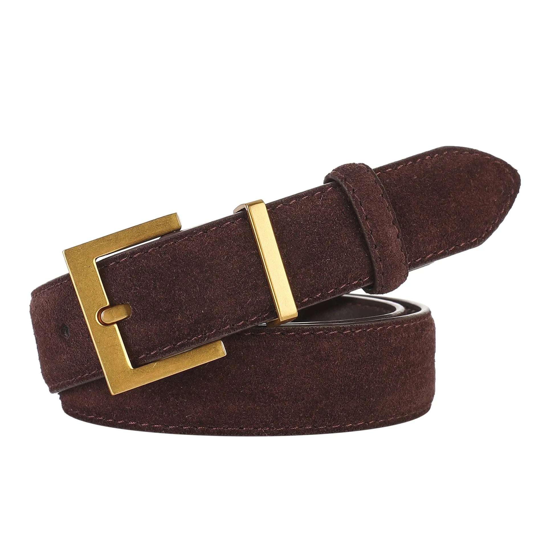 Ladies' leather belt with quadrilateral pin buckle in four colour options