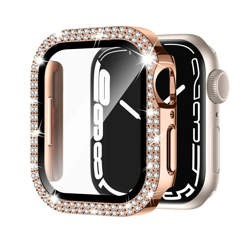 Apple Watch case with privacy screen in multiple colours including rose pink, gold and silver
