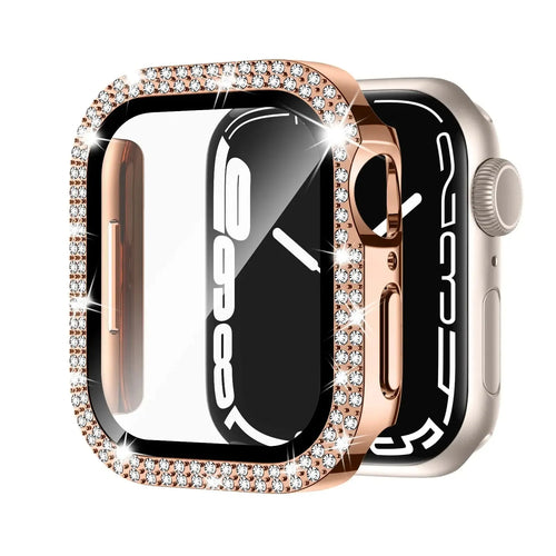 Apple Watch case with privacy screen in multiple colours including rose pink, gold and silver