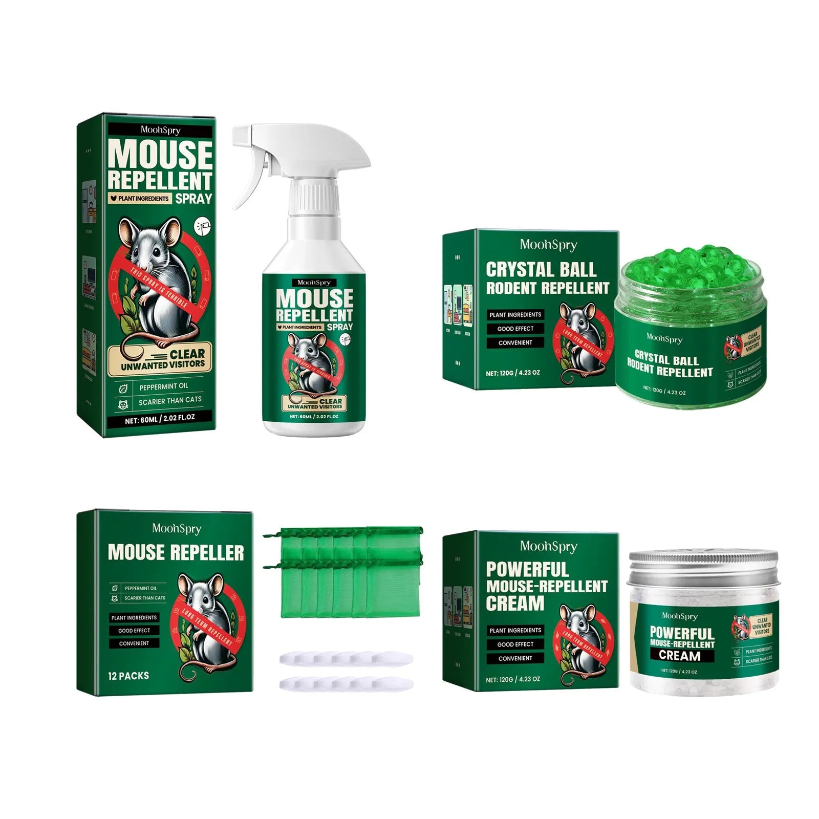 60ml natural mouse repellent spray bottle with clove, peppermint, camphor and chilli oils