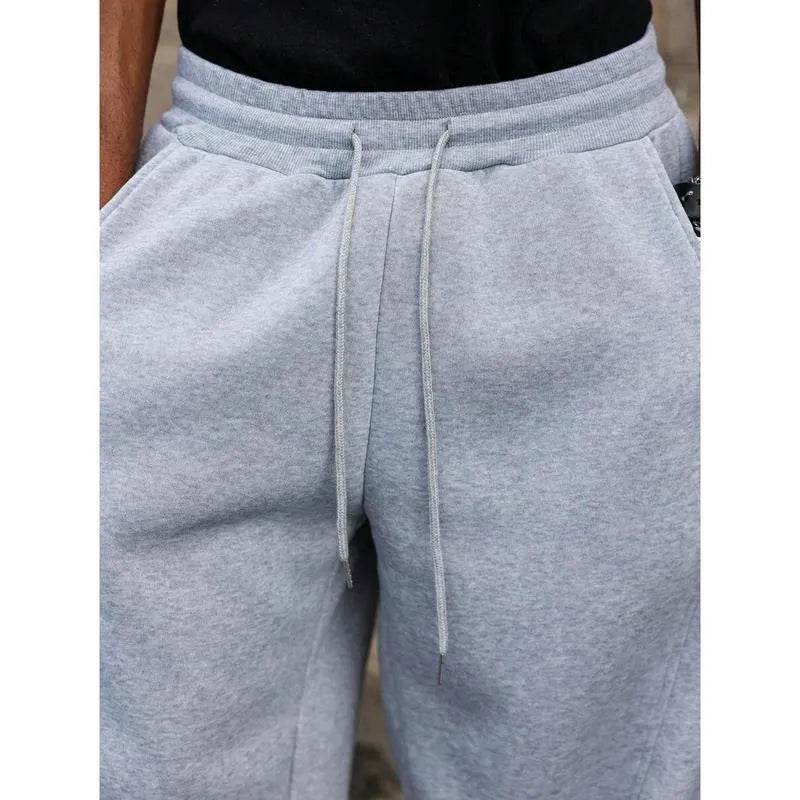 Men's high waist straight-leg casual trousers in a thin bamboo fibre fabric, shown in a cropped length.