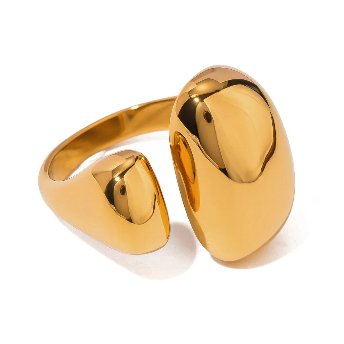 Women's exaggerated geometric stainless steel ring with electroplated finish