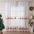 American Christmas curtain with white snowflake embroidery on red fabric, showing semi-sunshade texture.