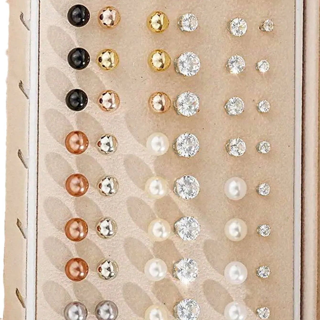 108 gold and yellow alloy geometric earrings with round pearl-like elements arranged in bulk set