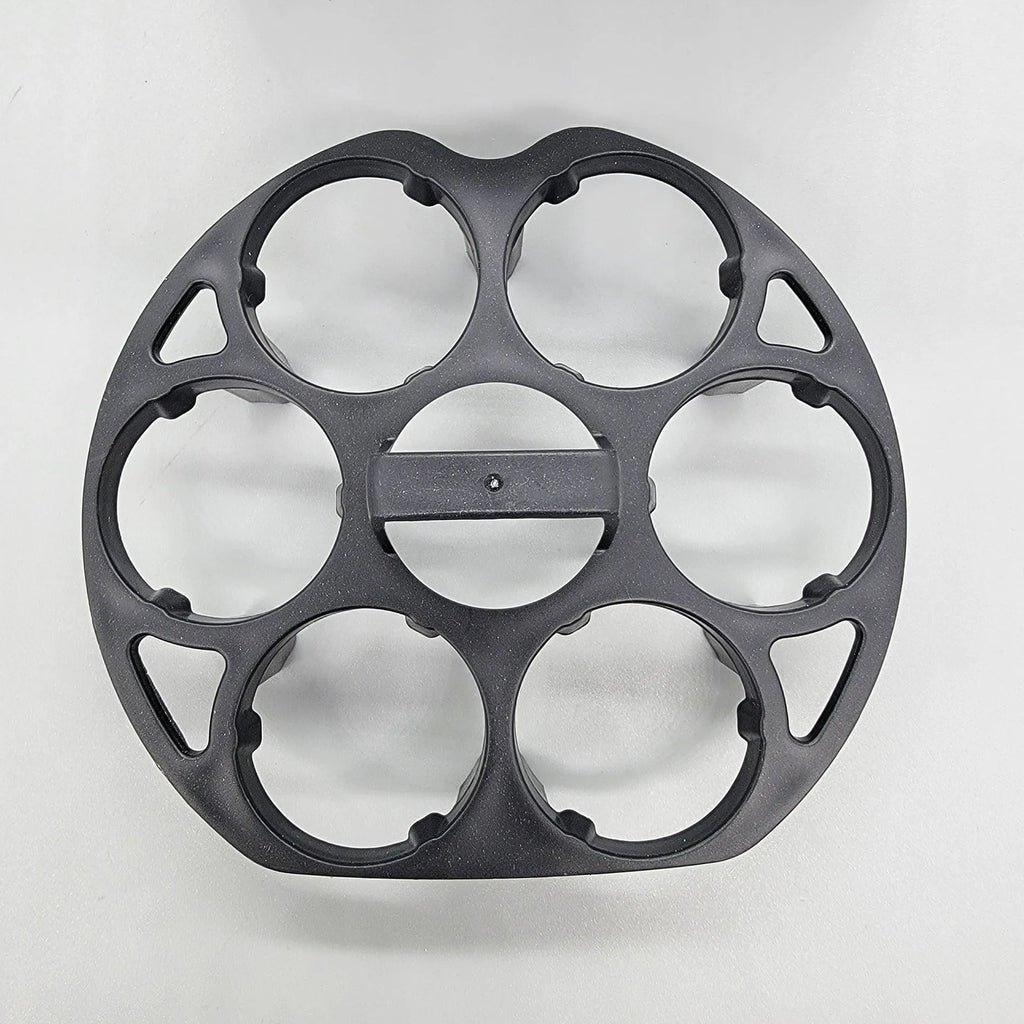 Black plastic egg holder rack with retainer basket design for kitchen organisation