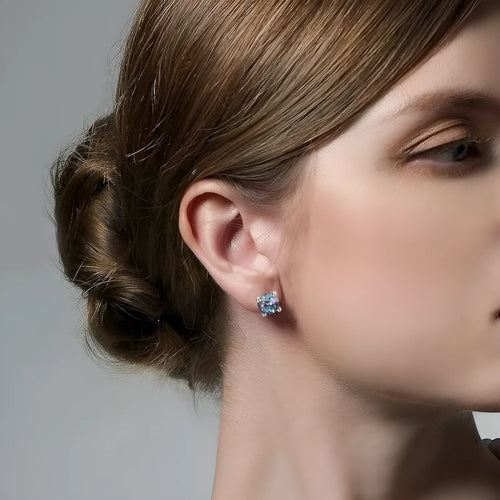 925 sterling silver Alexander stone ear studs with round cultivate alexandrite gemstones