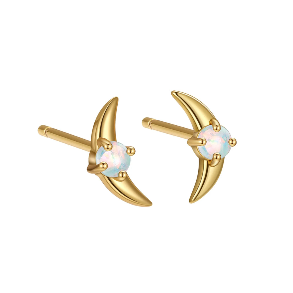 A pair of women's geometric earrings in 925 silver with a blue stone and gold electroplated finish.