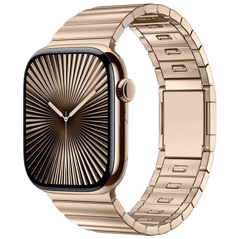 Stainless steel magnetic buckle watch strap for Apple Watch in black and silver colours
